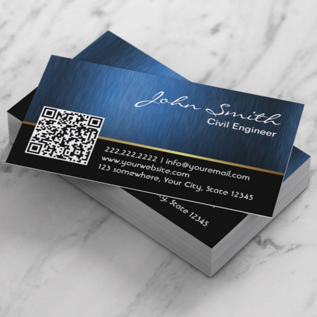 Royal QR code Civil Engineer Business Card (Creator Uploaded)