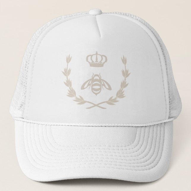 Royal Queen Bee Crown | Linen Beige Trucker Hat (Front)