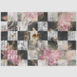 Royal Queen Bee Vintage Decoupage Tissue Paper<br><div class="desc">This decoupage design is a stand out collage of black checks, crowns, pink peonies, pearls and butterflies with gold accents, elegant script and a touch of vintage and old world vibes brought together by the royal queen bee. As a craft item, this decorative paper would be great for any decoupage,...</div>
