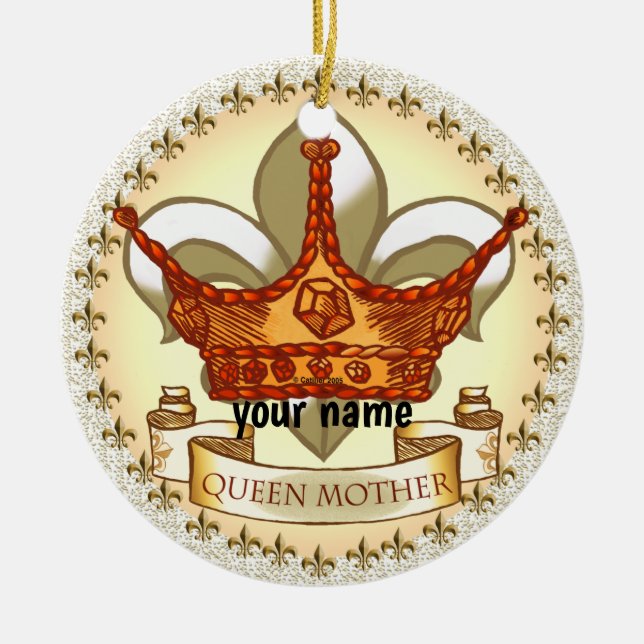 Royal Queen Mother custom name Ceramic Tree Decoration (Front)