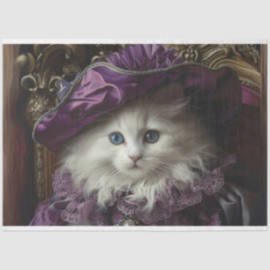 Royal Queen White Cat Decoupage  Tissue Paper