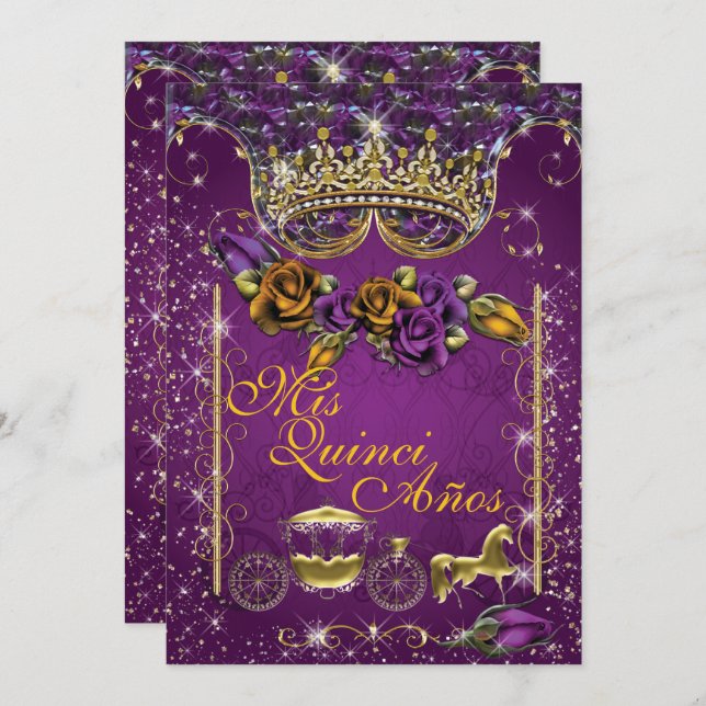 Royal Quinceañera and Sweet 16 Party Invitations (Front/Back)
