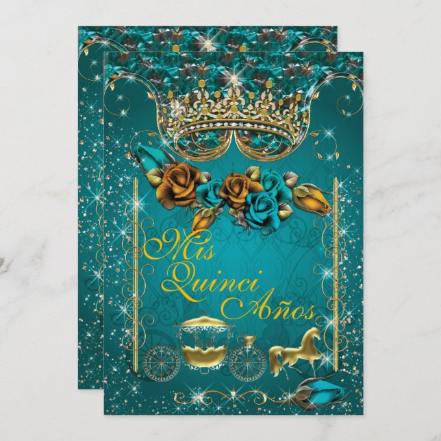 Royal Quinceañera and Sweet 16 Party Invitations (Front/Back)
