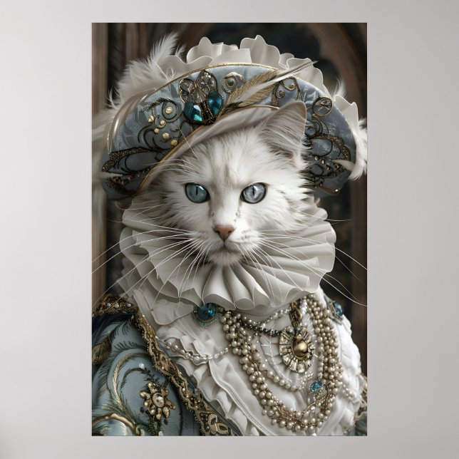 Royal Ragdoll Cat Portrait, Renaissance Pet Art Poster (Front)
