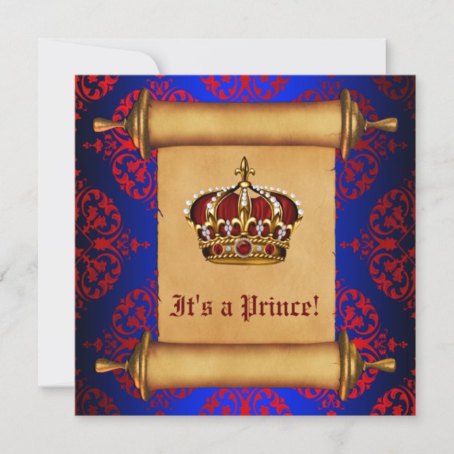 Royal Red and Blue Prince Baby Shower Invitation (Front)