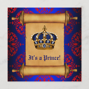 Royal Red and Blue Prince Baby Shower Invitation