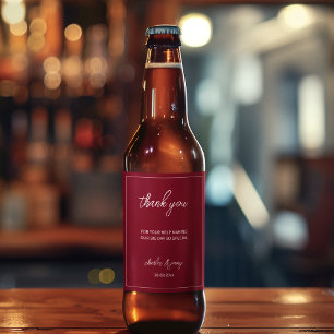 Royal Red and Blue Wedding Theme Beer Bottle Label