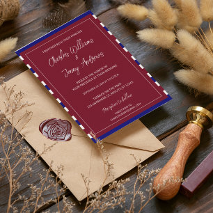 Royal Red and Blue Wedding Theme Invitation