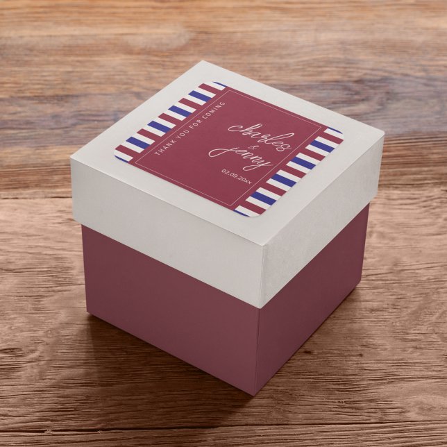 Royal Red and Blue Wedding Theme Square Sticker (Stick a sticker on the gifts that you give in return to your lovable guests.)