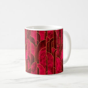 Royal Red and Gold Art Deco Pattern Coffee Mug