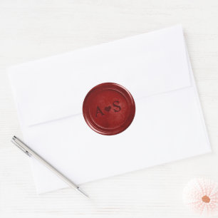 Royal Red Ruby wax sticker with initials 