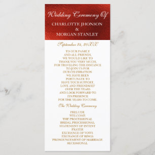 Royal Red Shiny White Wedding Program Programme