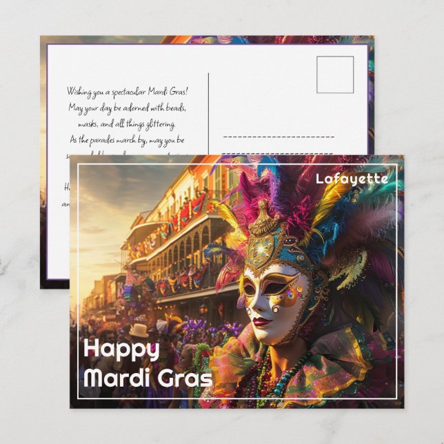 💚💜💛Royal Regalia: Mardi Gras Extravaganza Postcard (Front/Back)