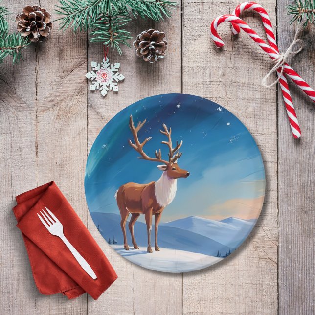 Royal Reindeer | Happy Holidays Merry Christmas  Paper Plate (Creator Uploaded)
