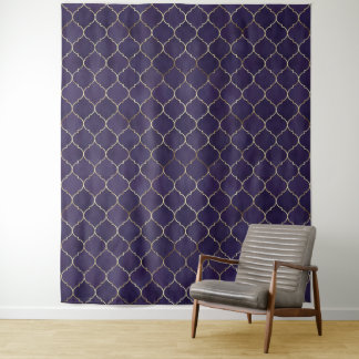 Royal Rhythms: Purple Andalusian Moroccan Geometry Tapestry