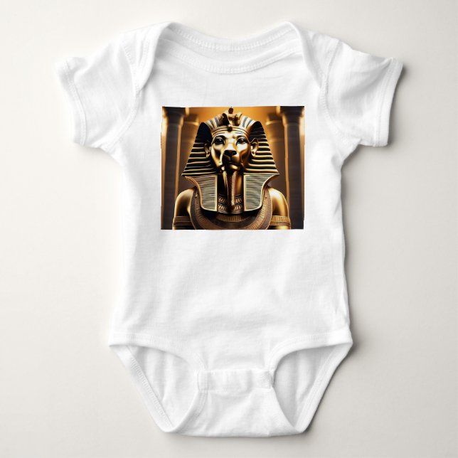 **"Royal Roar: The Golden Pharaoh Lion"** Baby Bodysuit (Front)