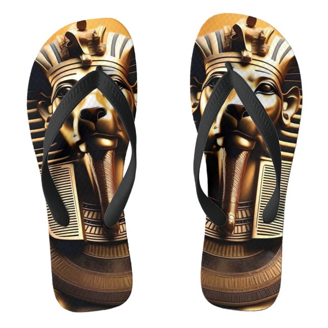 **"Royal Roar: The Golden Pharaoh Lion"** Jandals (Footbed)