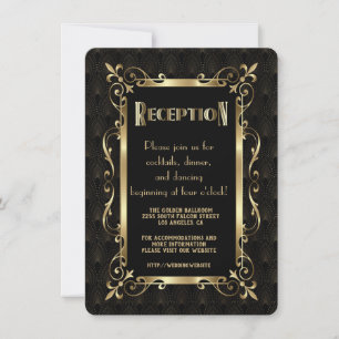 Royal Roaring 20s Gold Art Deco Reception Invitation