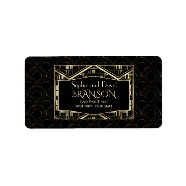 Royal Roaring 20s Gold Art Deco Wedding Label (Front)