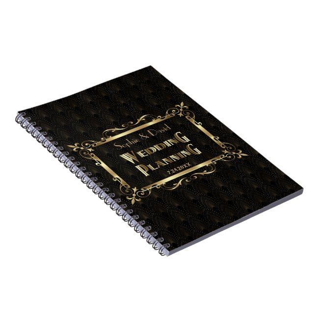 Royal Roaring 20s Gold Art Deco Wedding Planner Spiral Notebook (Right Side)