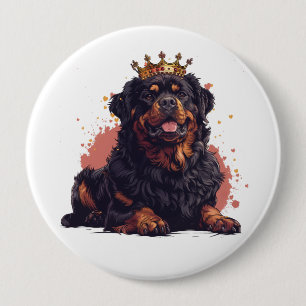 Royal Rottweiler Dog Queen Crown 10 Cm Round Badge