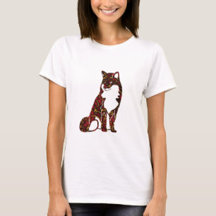 Royal Ruby Red and Gold Marble Texture on fox T-Shirt