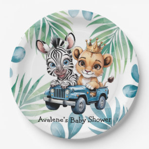 Royal Safari Ride Boy Baby Shower Paper Plate