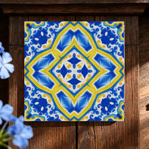 Royal Sapphire Luxurious Blue and Gold Geometric  Tile