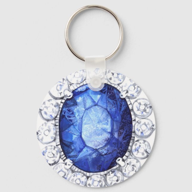 Royal Sapphire Original  Watercolor Key Ring (Front)