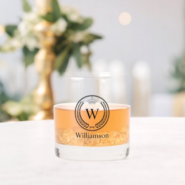 Royal Seal Monogrammed  Whiskey Glass (Insitu (Wedding))