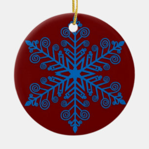 Royal Snowburst — Blue Holiday Snowflake Ceramic Tree Decoration