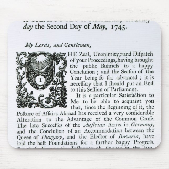 Royal Speech to both Houses of Parliament Mouse Pad (Front)
