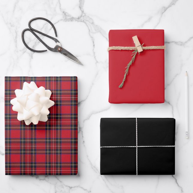 Royal Stewart Clan Scottish Tartan  Wrapping Paper Sheet (Front)