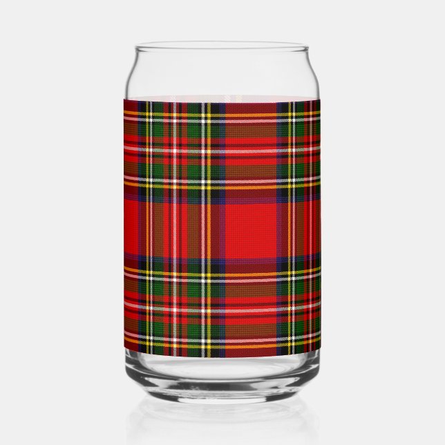Royal Stewart Clan Tartan Plaid Can Glass (Front)