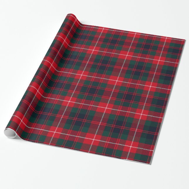 Royal Stewart Dark Red Tartan Pattern Wrapping Paper (Unrolled)