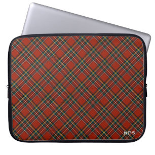 Royal Stewart Family Tartan Red Plaid Monogram Laptop Sleeve