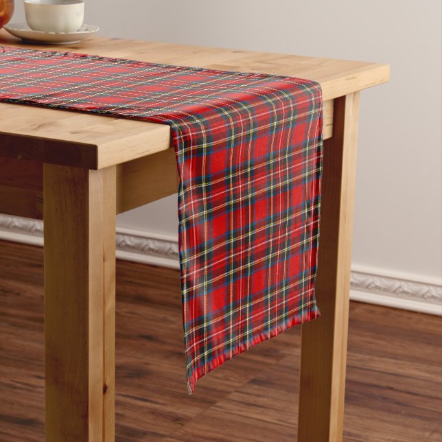 Royal Stewart Modern Tartan Plaid  Medium Table Runner (In Situ)