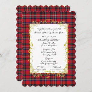 Royal Stewart Original Tartan With Gold Frame Invitation