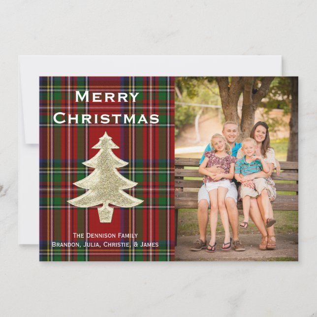 Royal Stewart Plaid Custom Christmas Photo Card (Front)