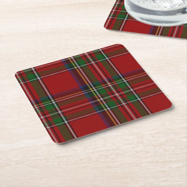 Royal Stewart Plaid Paper Coasters (Angled)