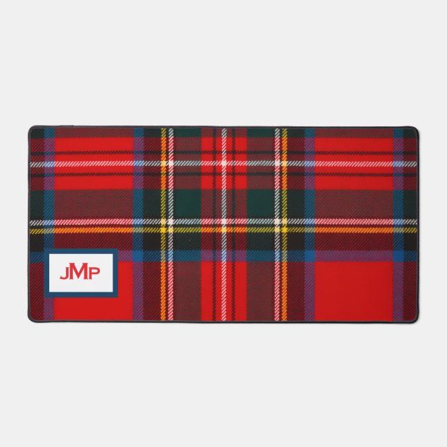 Royal Stewart Plaid Red MONOGRAM Desk Mat (Front)