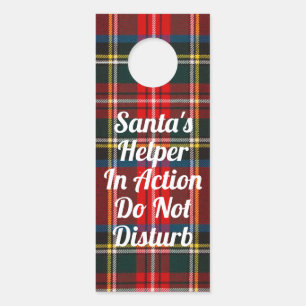 Royal Stewart Plaid SANTAS HELPER Door Hanger