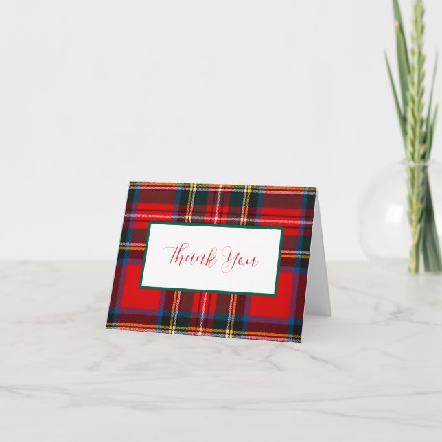 Royal Stewart Plaid THANK YOU Note Card (Front)