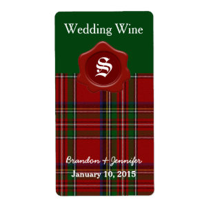 Royal Stewart Plaid Wedding Mini Wine Labels