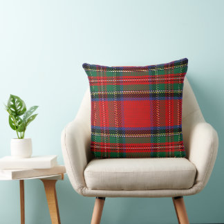 Royal Stewart red and green Scots tartan pattern  Cushion