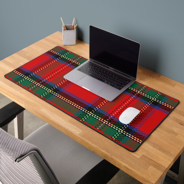 Royal Stewart red and green Scots tartan pattern Desk Mat (Office 2)