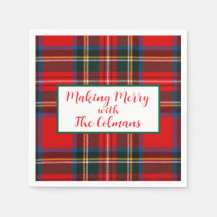 Royal Stewart Red Plaid MAKING MERRY  Napkin