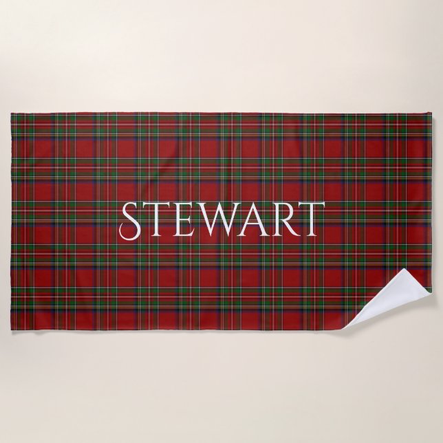Royal Stewart Tartan Plaid Beach Towel (Front)