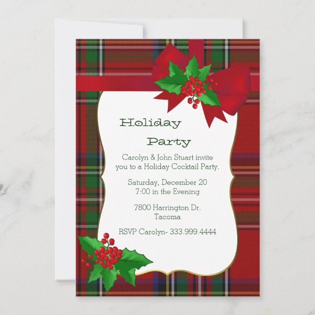 Royal Stewart Tartan Plaid Custom Christmas Party Invitation (Front)