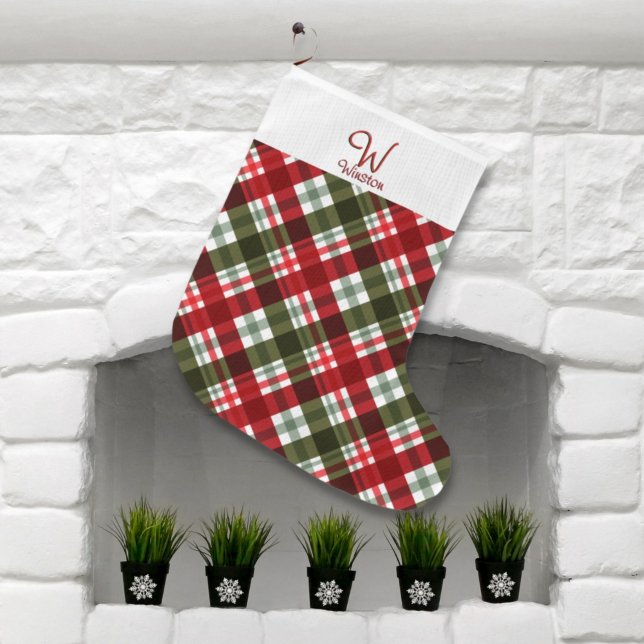 Royal Stewart Tartan Plaid Large Christmas Stocking (Creator Uploaded)